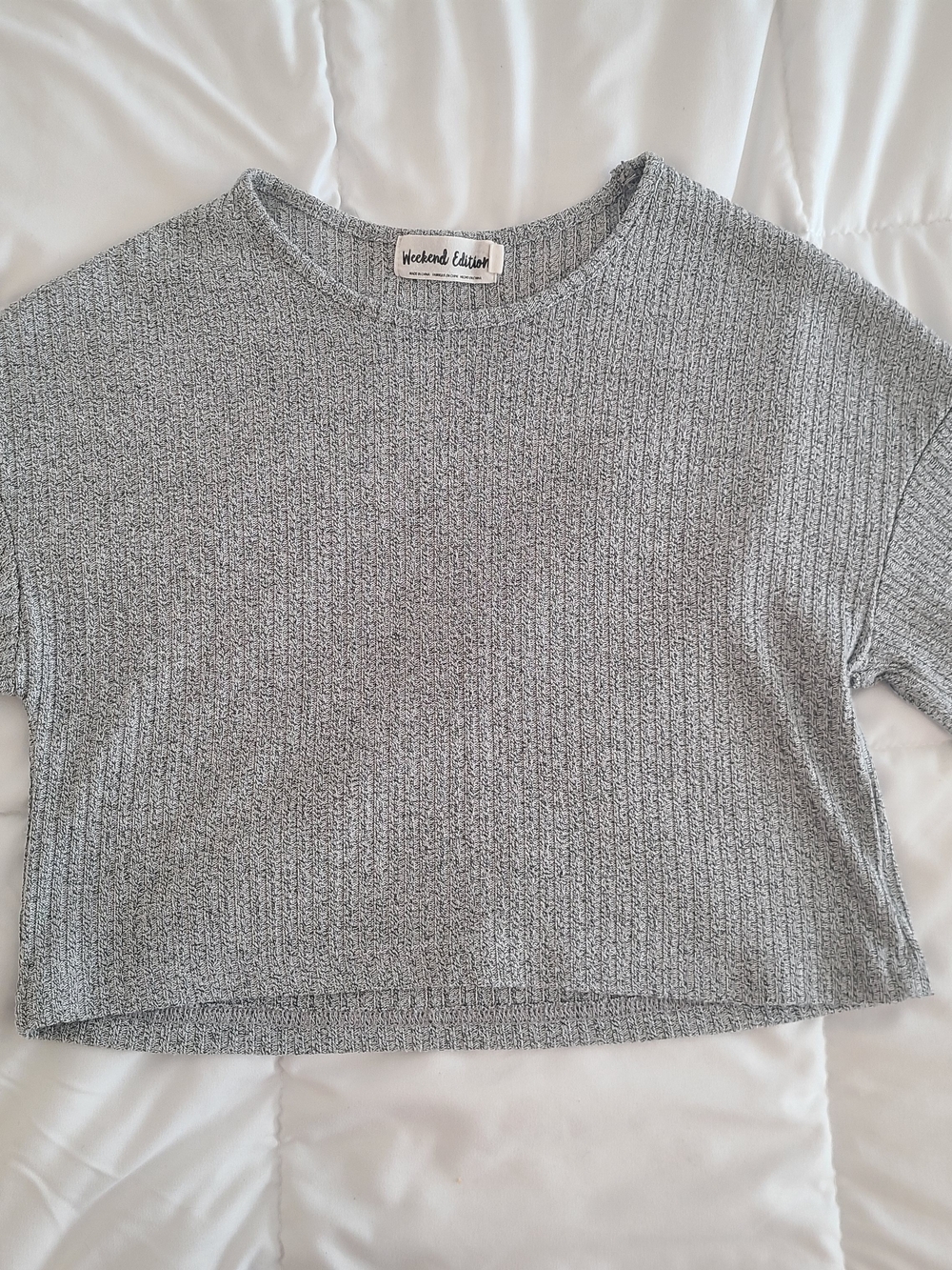 Weekend Edition Grey Ribbed Crop Top